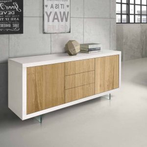 Vendita mobili online - Credenza 2 ante 3 ripiani LIONE Pino bianco